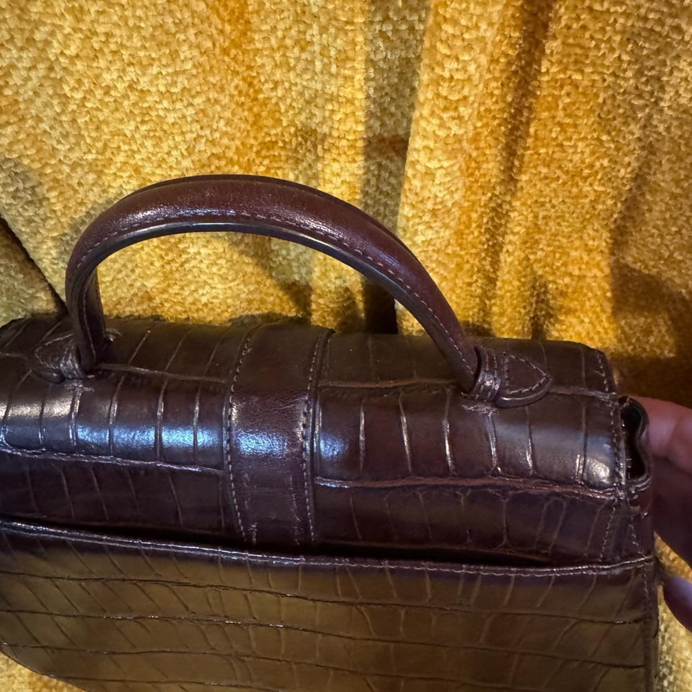 Brahmin Dark Brown Croc-Embossed Leather Satchel with Gold Hardware - Picture 10 of 11